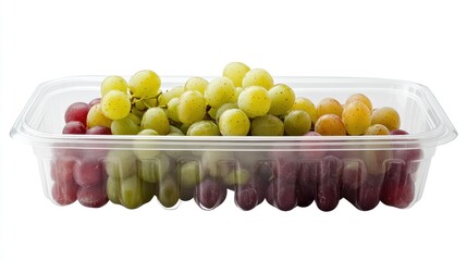 Poster - A clear container filled with green and red grapes, showcasing fresh fruit for consumption.