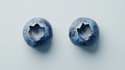 Poster - Two stylized blueberries with open sections revealing inner details.