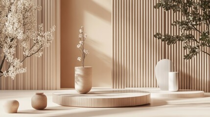 Aufkleber - A serene, minimalist setting featuring natural elements and soft textures.