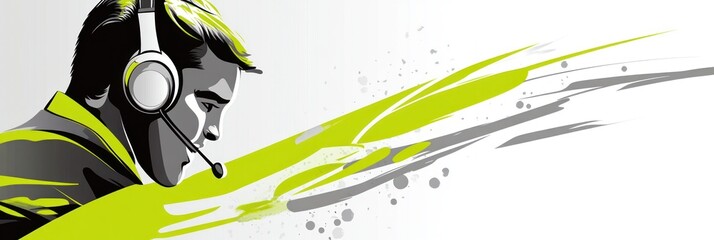 Aufkleber - A stylized graphic of a person wearing a headset, emphasizing gaming or online communication.