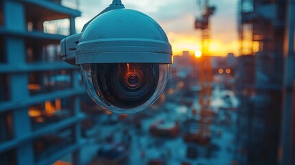 Poster - Wireless CCTV monitoring at a remote construction site during sunset