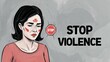 © pylypchuk25 - sketch grey simple sad illustration, woman stop violence