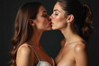 © Galeno - attractive young woman kisses high cleavage evoking sensuality eroticism provocative manner