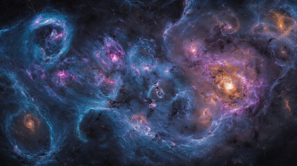 blue and purple galaxy background created with generative ai technology