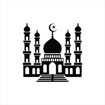Mosque Silhouette Icon High Quality Vector on White Background