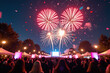 © Galeno - fireworks light crowded night sky sparkling lights confetti holiday festival backdrop