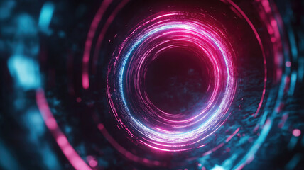 Wall Mural - Magic circle light effect. Bright sphere lens. Rotating lines. Glow ring. Magic neon ball. Led blurred swirl. Spiral glint lines. HUD.