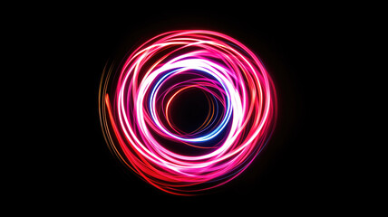 Wall Mural - Magic circle light effect. Bright sphere lens. Rotating lines. Glow ring. Magic neon ball. Led blurred swirl. Spiral glint lines. HUD.