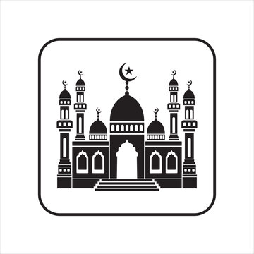 Mosque Silhouette Icon High Quality Vector on White Background