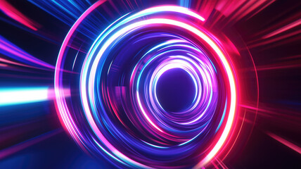 Wall Mural - Magic circle light effect. Bright sphere lens. Rotating lines. Glow ring. Magic neon ball. Led blurred swirl. Spiral glint lines. HUD.