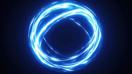 Wall Mural - Magic circle light effect. Bright sphere lens. Rotating lines. Glow ring. Magic neon ball. Led blurred swirl. Spiral glint lines. HUD.