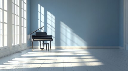 Wall Mural - Grand Piano in Sunlit Room: A Serene Musical Scene