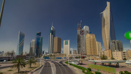 Wall Mural - Skyline with Skyscrapers timelapse hyperlapse in Kuwait City downtown. Kuwait City, Middle East