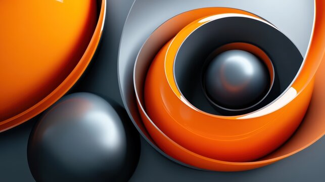 Abstract Orange and Grey 3D Sphere Composition