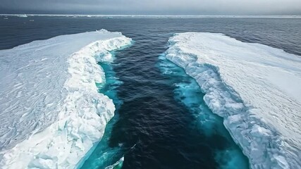 Poster - This aerial view captures stunning icy formations with vibrant blue waters, highlighting the effects of climate change on glaciers in the Arctic region.