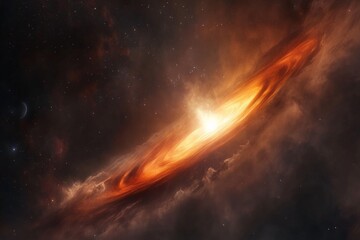 Poster - This captivating image captures the beauty of an accretion disk swirling around a luminous star, illustrating the dynamic processes in stellar formation and evolution.