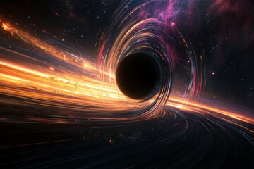 Poster - A mesmerizing vortex of light spiraling into a black hole represents a journey through the unknown, capturing the viewer's imagination and evoking profound reflections on life.