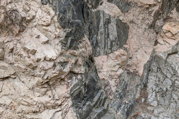 Wall Mural - Metamorphic rocks / GNEISSIC ROCKS (gn) with dikes.  Angeles Crest Scenic Byway, Los Angeles County, California. San Gabriel Mountains. angeles national forest, dike