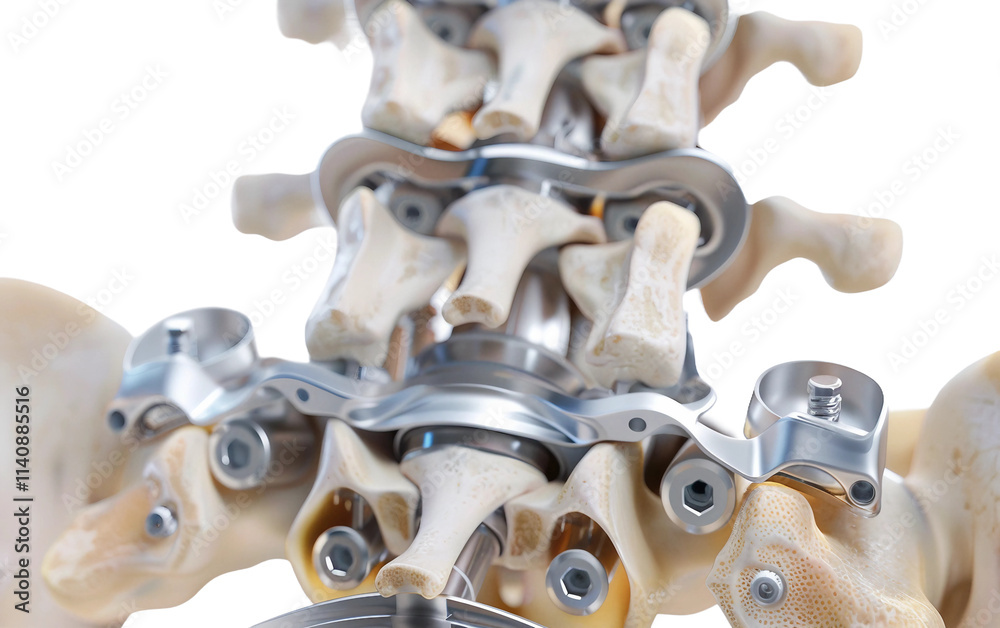 Bone Fusion Process Medical Illustration Showing Spinal Fusion Technique Isolated on ...