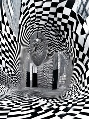 Leinwandbilder - The image presents a surreal optical illusion with twisting patterns that create an immersive three-dimensional space, captivating viewers with its dynamic depth.