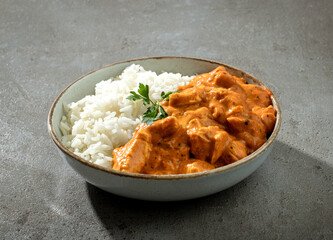 Canvas Print - bowl of Chicken Tikka Masala with Rice