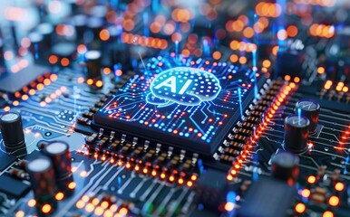 Poster - Close-up of an AI chip with the letters 