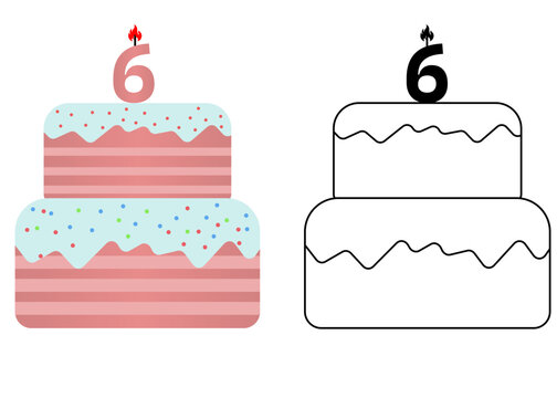 Set of icons cake with number 6
Vector cake on white background not birthday