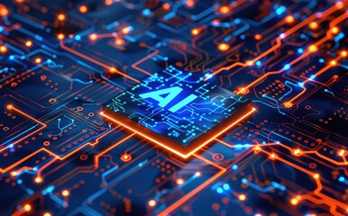 Poster - Abstract digital circuit board featuring an 