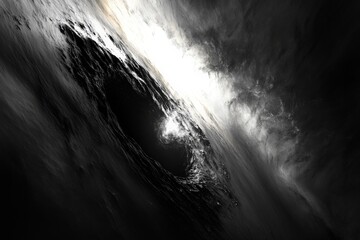 Poster - This captivating image features a swirling black and white abstract scene that evokes emotions of mystery and depth, inviting viewers to explore its hidden meanings.