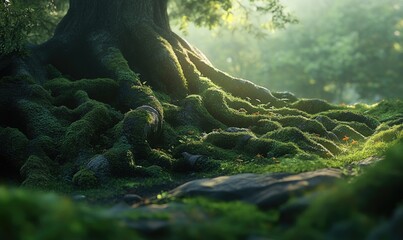 Canvas Print - A tree with moss growing on it