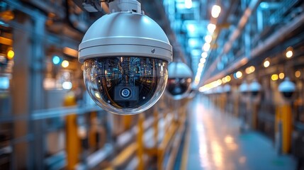 Poster - surveillance cameras monitoring critical infrastructure at a facility during daylight hours