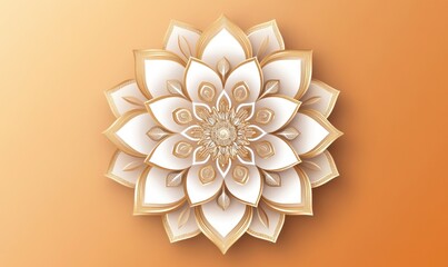 Wall Mural - A gold and white flower with a yellow background