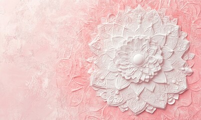 Canvas Print - A white flower with a pink background