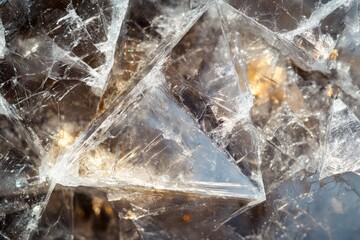 Poster - An exquisite macro view of jagged crystal fragments catches the light, illuminating the facets and creating a stunning display of color and brilliance that captivates the observer.