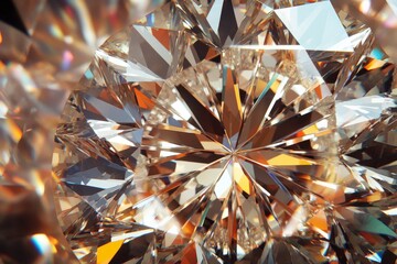 Poster - A breathtaking close-up of a beautifully cut diamond, revealing a stunning pattern of reflections and refractions that create a mesmerizing play of light and detail.