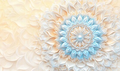 Wall Mural - A blue and white flower with a yellow center