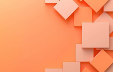 Poster - An abstract background designed with a checkered pattern of orange autumn hues, perfect for Halloween and Thanksgiving, featuring layered shapes including angled lines, blocks, squares, diamonds,