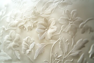 Fototapete - A beautiful display of intricate floral embroidery showcases elegant craftsmanship and artful design, perfect for textile or fashion-related visuals.