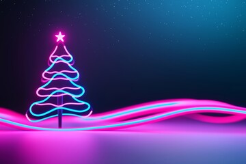 Aufkleber - A backdrop of an 80s universe with a retro-futuristic vibe, showcasing a synthwave wireframe net grid. A Christmas tree in a retro sunset style, combined with 80s and 90s retro futurism, a retro wave