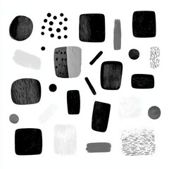 Poster - A black and white abstract pattern background with seamless grunge geometric textures.