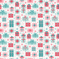 Wall Mural - colourful seamless pattern with cute cartoon presents. banner. vector illustration