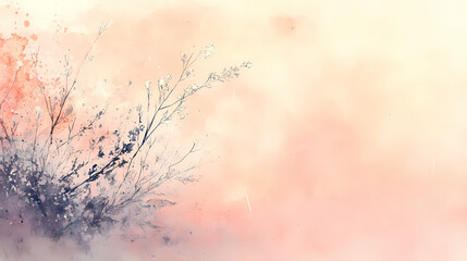 Wall Mural - Soft, dreamy, pale pink watercolor background with subtle texture, gentle gradient, and delicate, organic splatters, evoking calming, peaceful atmosphere. Dreamy. Illustration