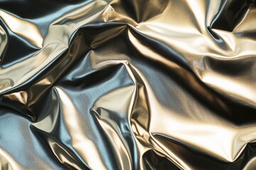 Poster - Close-up view of a luxurious metallic fabric, showcasing rich, reflective textures and colors that create an elegant and modern feel in design and decor.