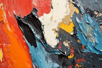 Leinwandbilder - Vibrant colors and thick paint layers characterize this abstract image, illustrating a dynamic mix of hues and textures that evoke feelings of creativity and energy.