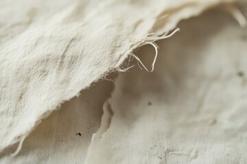 Leinwandbilder - This image showcases a close-up of soft textured fabric with delicate frayed edges, highlighting its timeless beauty and organic charm in a muted palette.