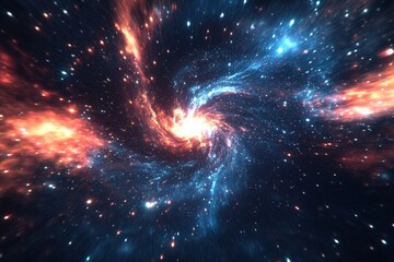 Poster - An impressive view of a vibrant spiral galaxy showcasing cosmic colors and energetic textures, capturing the essence of the universe's vastness and beauty.