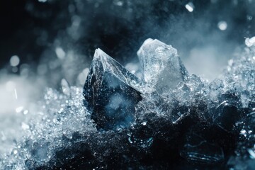 Aufkleber - A stunning macro shot showcases intricate crystal formations nestled among glittering textures that evoke a sense of wonder and beauty in natural stones.
