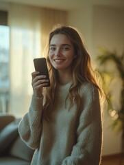 Poster - Modern Young Woman Using Cell Phone