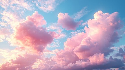 Wall Mural - a pink and blue sky with some clouds in it