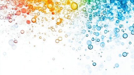 Wall Mural -   A colorful background featuring water bubbles at the base and below the bubbles in the lower part of the image